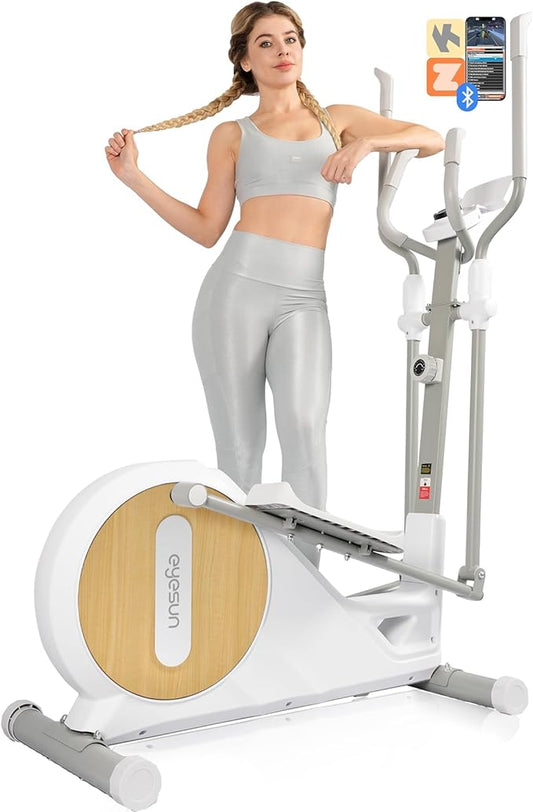 Elliptical Exercise Machine for Home,3-in-1Compact Training Machines with 16 Resistance Levels,14LB Flywheel,Low Impact Magnetic Cross Trainer,Quiet Portable Elliptical for Seniors&Small Spaces