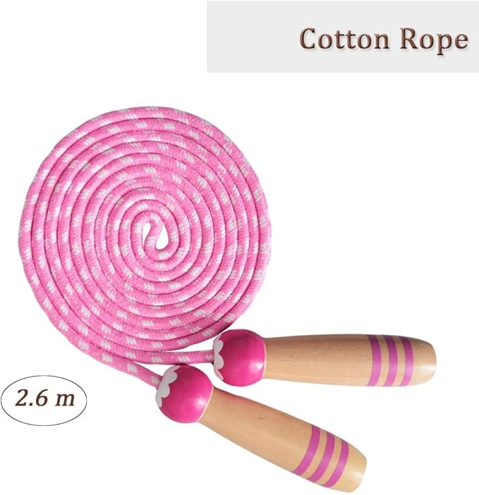 Jump Rope for Kids, Lorvain Adjustable Skipping Rope, Kids Jump Ropes with Wooden Handle for Girls Boys, Weighted Jumping Ropes for Fitness Workout Exercise Outdoor Fun Activity