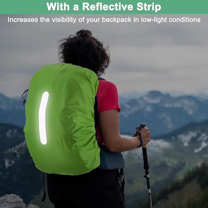 Waterproof Backpack Rain Cover Waterproof Backpack Cover, Bag Rain Cover with A Vertical Reflective Strap for Hiking/Biking/Camping/Outdoor Traveling