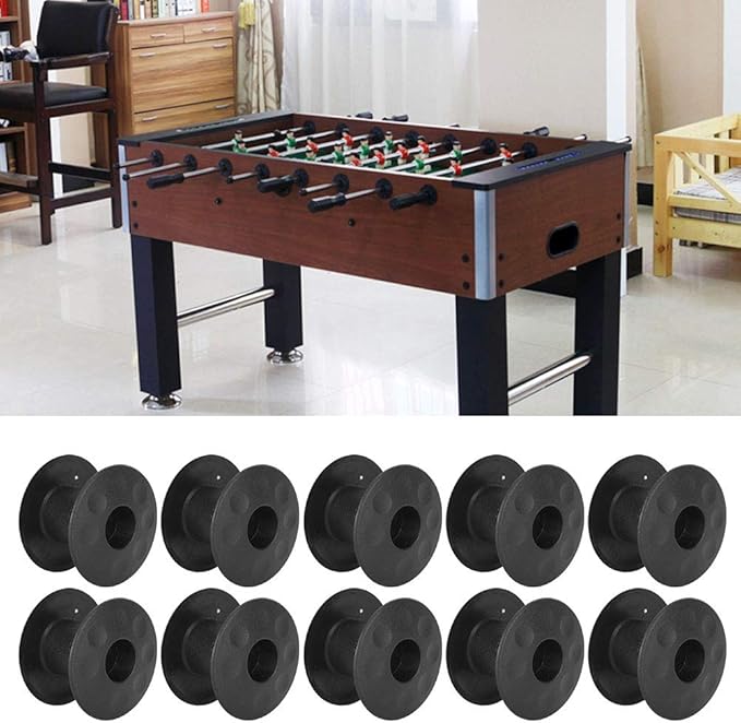 Foosball Bearing Rods, 10 Pair Black Plastic Tabletop Foosball Bushings Table Football Bearing Rods Foosball Machine Bearings Foosball Fun Games Accessories Foosball Table Replacement Part