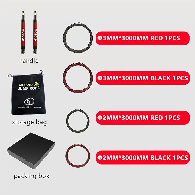 2-in-1 Speed Rope: 2mm for Boxing/MMA & 3mm for CrossFit - Tool-Free Adjustable Cable System with Dual Bearings - Sweatproof Hybrid Grip for High-Intensity Training