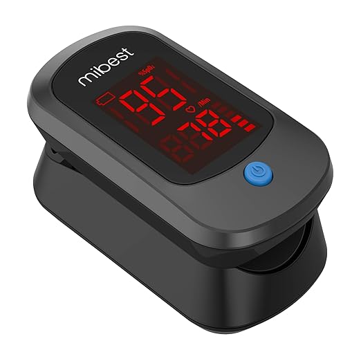 Mibest CN160 Fingertip Pulse Oximeter Blood Oxygen Saturation Monitor with Batteries Included (Black)