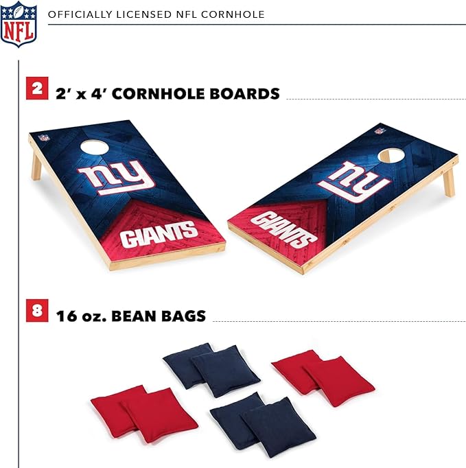 Wild Sports NFL Football 2' x 4' Regulation Size Solid Wood Cornhole Set with Direct Print HD Team Graphics Great Gift for Any Football Fan! Bean Bag Toss Family Outdoor Game