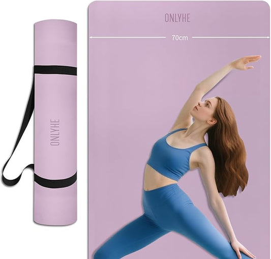 Yoga Mat Extra thick 8mm Exercise mat, Soft Lightweight TPE Fitness Mat with strap, High Elasticity, Anti-fatigue,non-slip mat for Women, Yoga, Camping, Travel, Gym & Outdoor | 72"L x 0.32"Th