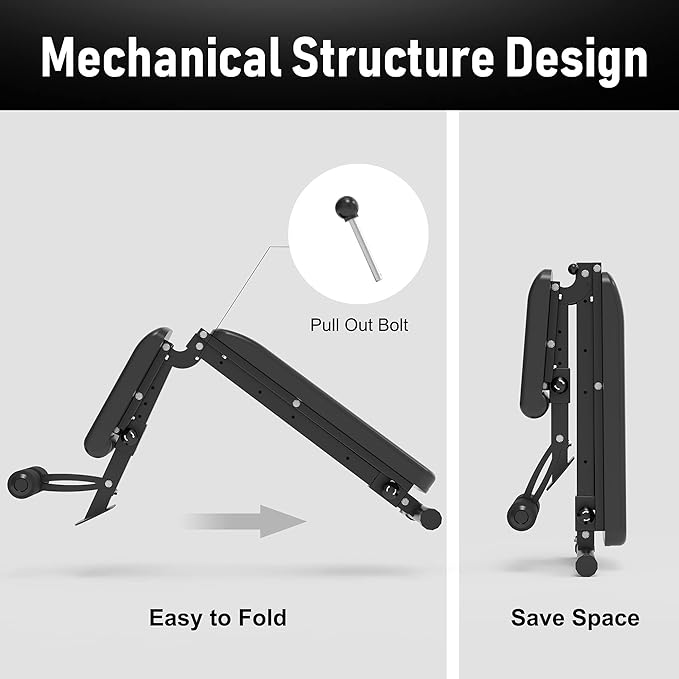 leikefitness Adjustable Weight Bench Foldable Workout Exercise Bench with Automatic Lock for Upright Incline Decline and Flat Full Body Exercise