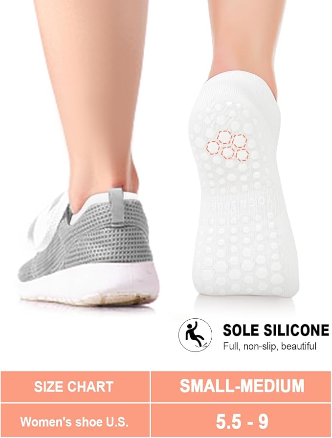 6 Pairs Grip Pilates Socks for Women, Non-slip Yoga Athletic Socks for Barre Ballet Barefoot Workout Hospital