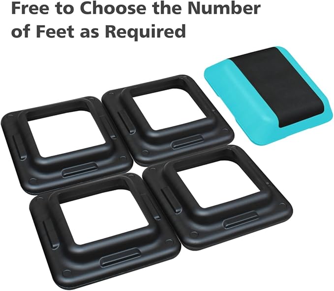 Height-Adjustable Step Aerobics Platform Fitness Equipment Stepper Trainer Exercise Step Platform with 4 Riser