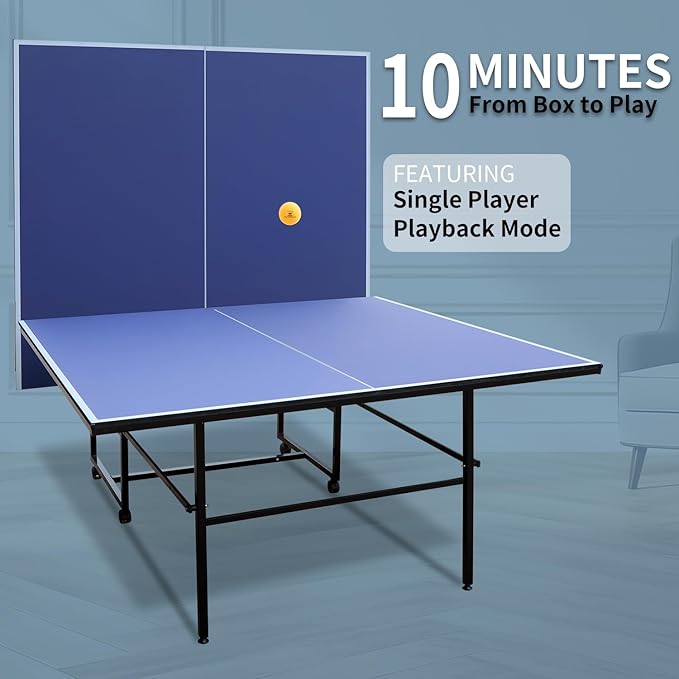Ping Pong Table Foldable & Portable Table Tennis Table Set for Indoor & Outdoor Games with Net, 2 Paddles and 3 Balls