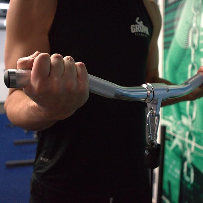 Gronk Fitness Aluminum Revolving Curl Bar | Cable Attachments for Functional Trainer & Gym Cable Machines