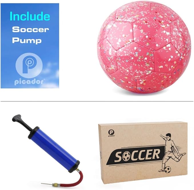 Kids Soccer Ball Size 3 4, Glitter Pink Purple Shiny Toddler Balls for Ages 4-6-8 8-12 Girls Boys Soft Training Ball