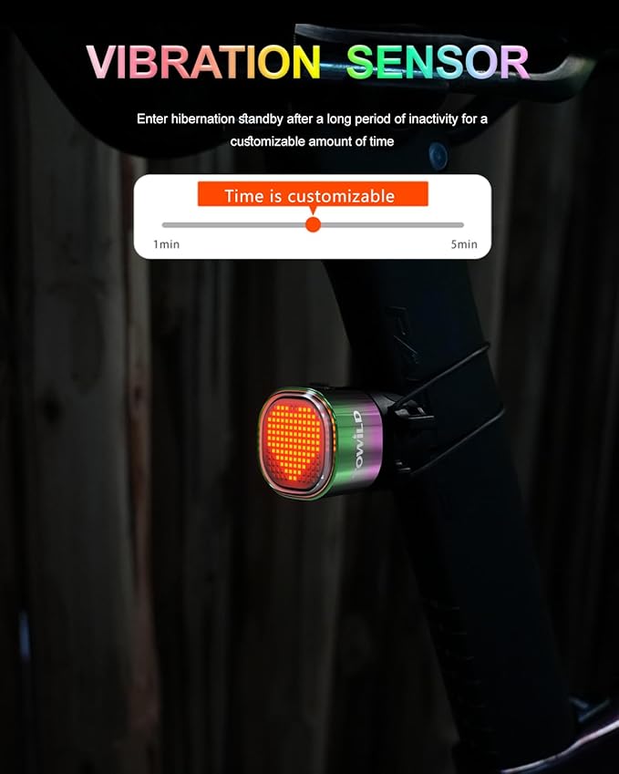 TOWILD TL08 Bike Tail Light, Customized Patterns Full-Color Bike Rear Light, Brake Sensing, USB-C Rechargeable, IPX6 Waterproof