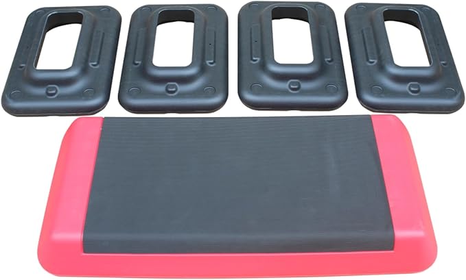 Househould Adjustable Workout Aerobic Stepper in Fitness & Exercise Step Platform Trainer Pink Black with 2 or 4 Risers