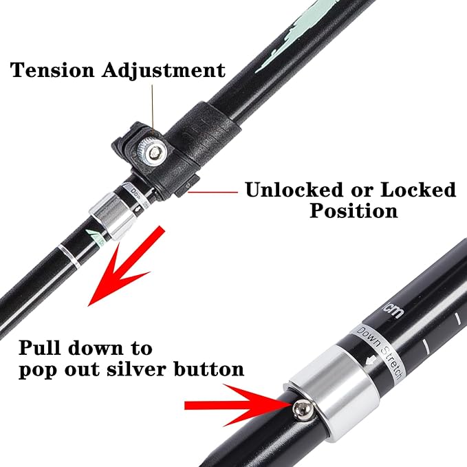 Trekking Poles - 1pc Sports Aluminium 7075 Anti Shock Walking Trekking Hiking Stick Pole,Ultralight Alpenstock,Adjustable Quick,Single Collapsible Pole