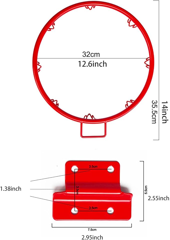Kids Basketball Hoop, Dream Travel Basketball Rim Goal Wall Mounted Basketball Hoop Indoor Outdoor Hanging Basketball Hoop (32CM-P1)