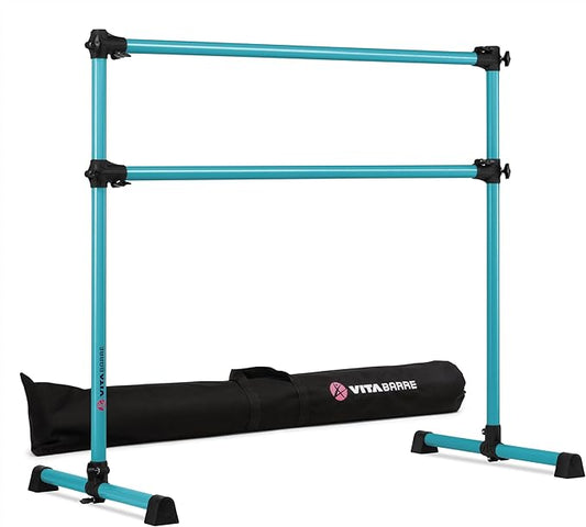 VITA Barre Portable Freestanding Double Ballet Barre, Prodigy, with Carry Bag | Adjustable Height, USA Made, Home or Gym Exercise Equipment for Kids & Adults | Dance, Fitness, Pilates