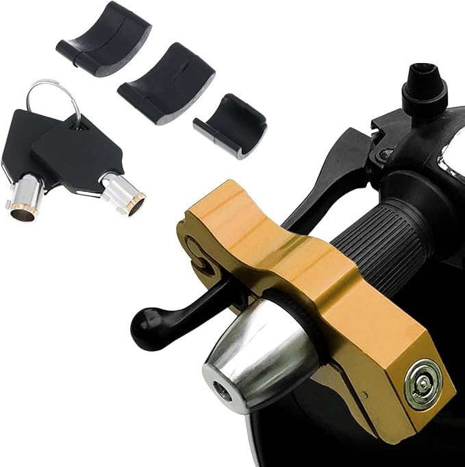 Windance Motorcycle Handlebar Lock Anti Theft Heavy Duty Brake Lever Parking Security Lock for Mopeds Motorbike Bike ATV (Yellow)