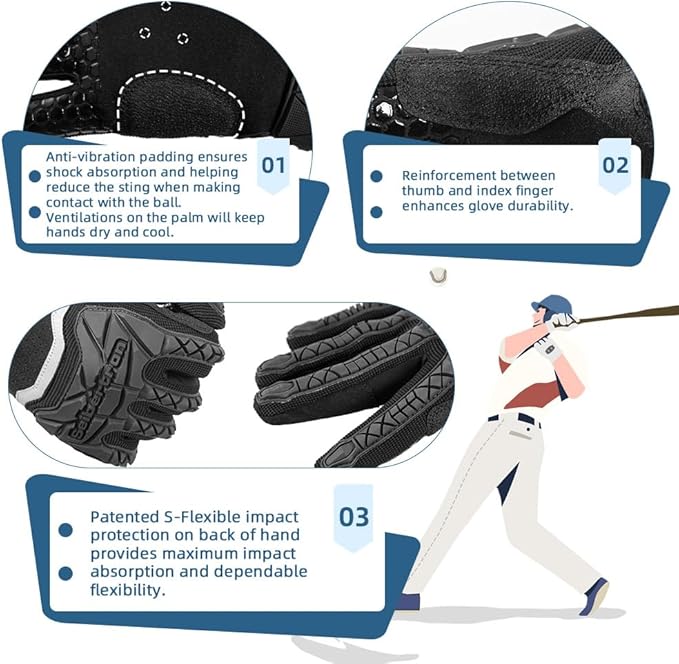 Seibertron B-A-R PRO 2.0 Signature Baseball + Softball + Teeball Batting Gloves Super Grip Finger Multiple 11 Sizes + 5 Colors Available Fit Adult Youth Kids Boys Girls Mens Women