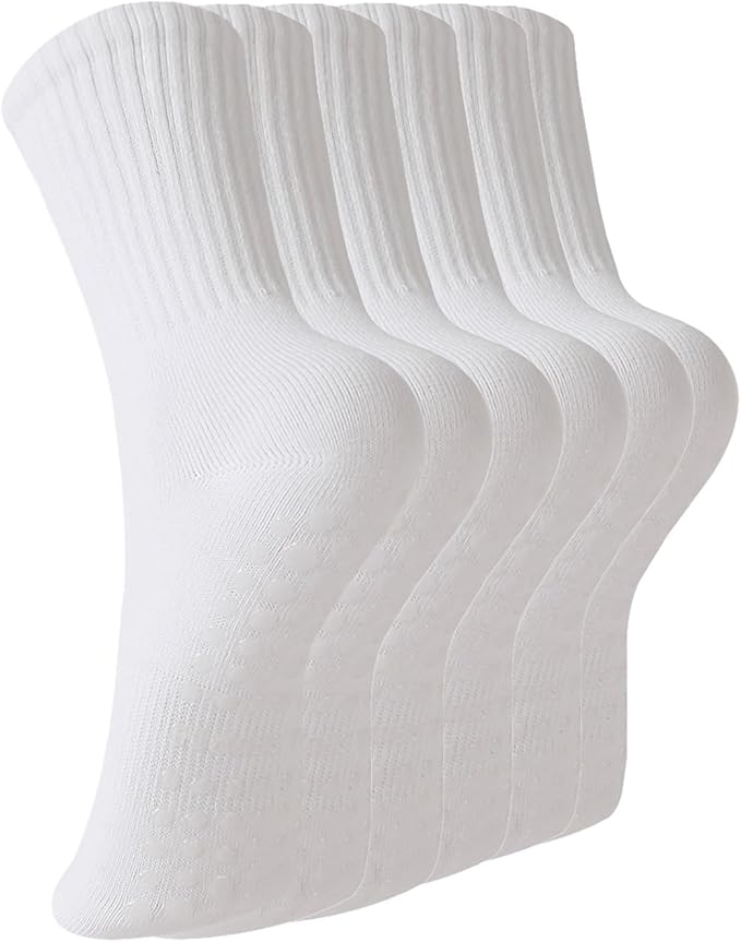 BONANGEL Pilates Socks with Grips for Women, 3 Pairs Womens Grippy Yoga Ballet Barre Hospital Gym Athletic Socks