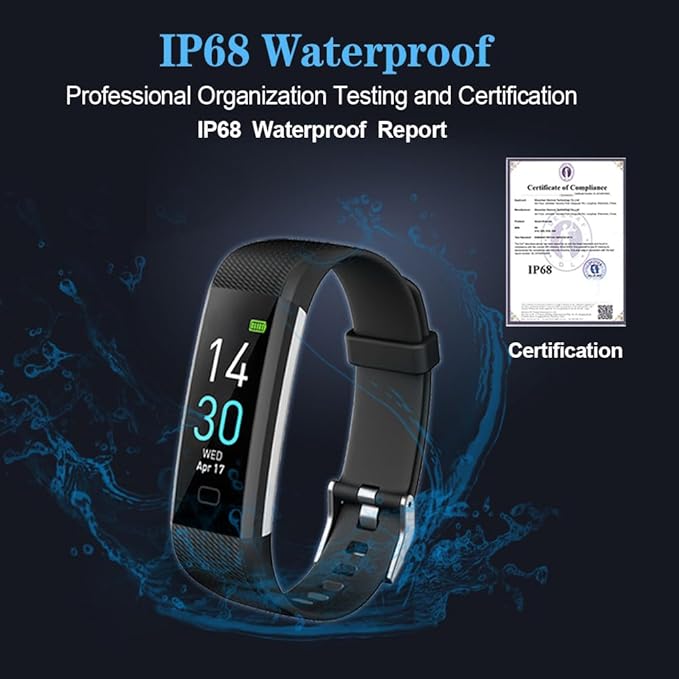 Fitness Tracker with Heart Rate Monitor/Step Counter/Calories, Activity Tracker Smart Watch Sleep Monitor, IP68, Health Tracker Pedometer for Man Women