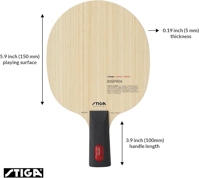 Stiga Inspira Hybrid Carbon Table Tennis Blade, Offensive Professional Blade with Maximum Control & Power