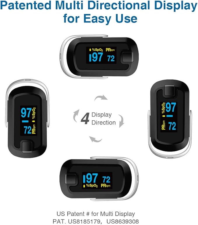 mibest OLED Finger Pulse Oximeter, O2 Meter, Dual Color White/Black