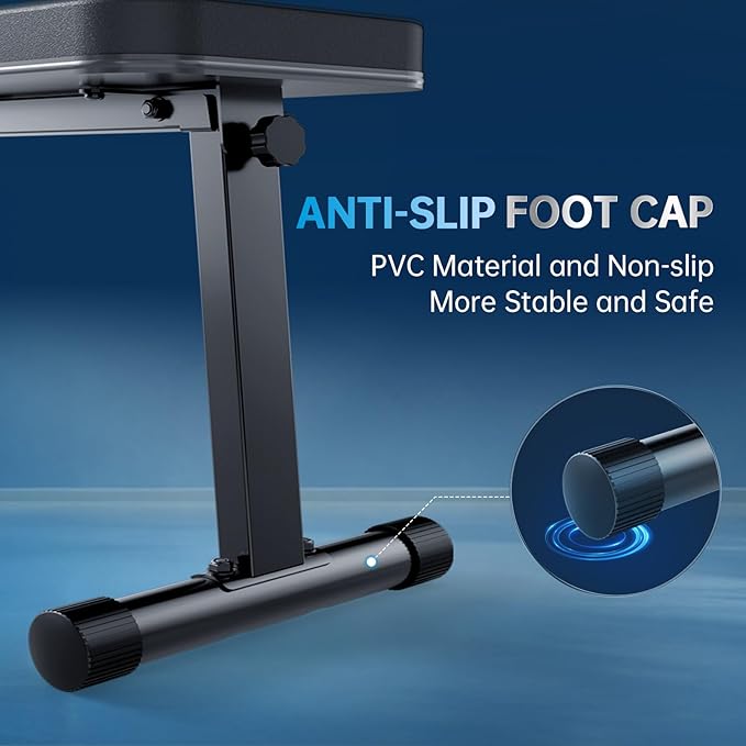 Flat Weight Bench, Foldable Workout Bench for Home Gym with 660 LBS Weight Capacity, Flat Bench Press for Full Body Workout, Black MB20