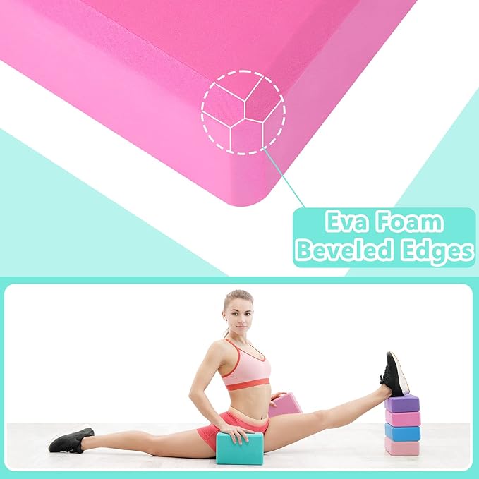 20 Pcs Yoga Blocks 9''x6''x3'' High Density EVA Foam Bricks Yoga Foam Exercise Blocks Improve Strength Balance and Flexibility, Light Weight and Non-Slip Surface for Pilates Meditation