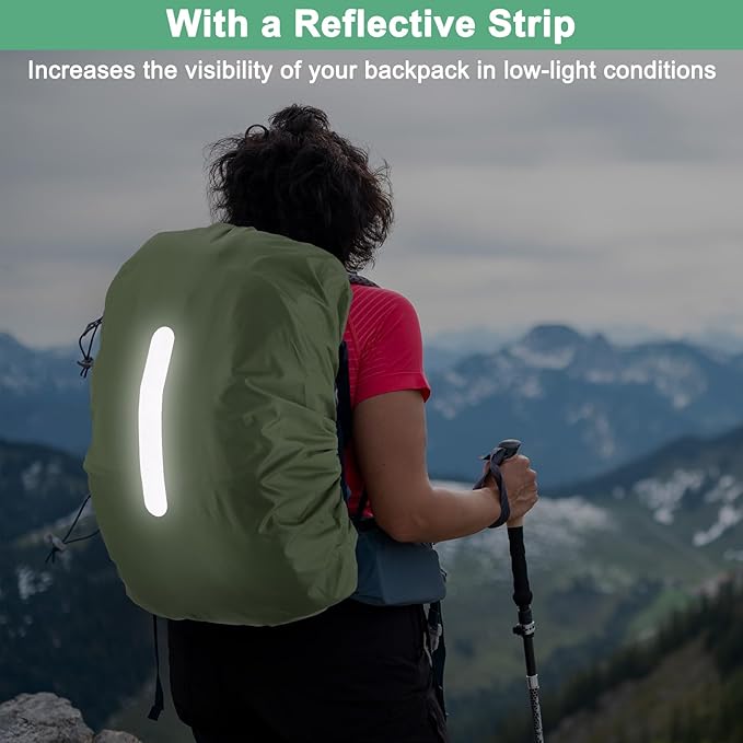 Waterproof Backpack Rain Cover Waterproof Backpack Cover, Bag Rain Cover with A Vertical Reflective Strap for Hiking/Biking/Camping/Outdoor Traveling