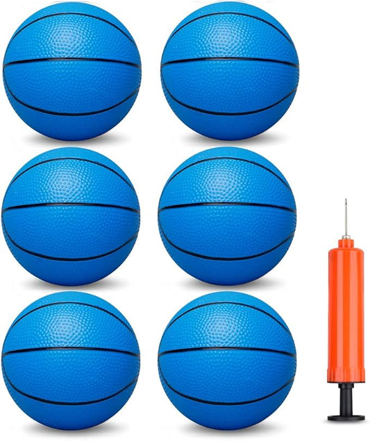 6 Inch Mini Basketballs for Toddlers Kids Teenagers, 6 Pack 6" Basketball Set with Pump Durable PVC Basketballs for Mini Over Door Hoop Pool Beach Balls for Swimming Pool, Indoors, Outdoors
