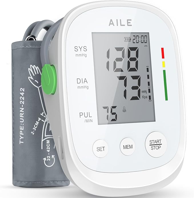 AILE Blood Pressure Monitor, Blood Pressure Machine Upper Arm Large Cuff(8.7"-16.5"), High Automatic Blood Pressure Monitors Cuff for Home Use, (BP) Manual Arm Blood Pressure Monitors, 2 * 99 Memory