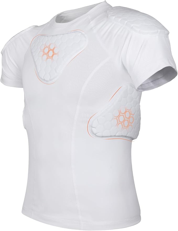 Youth Padded Compression Shirt Rib Protector for Football Protective Gear Baseball Padded Shirt Kid Child Boys