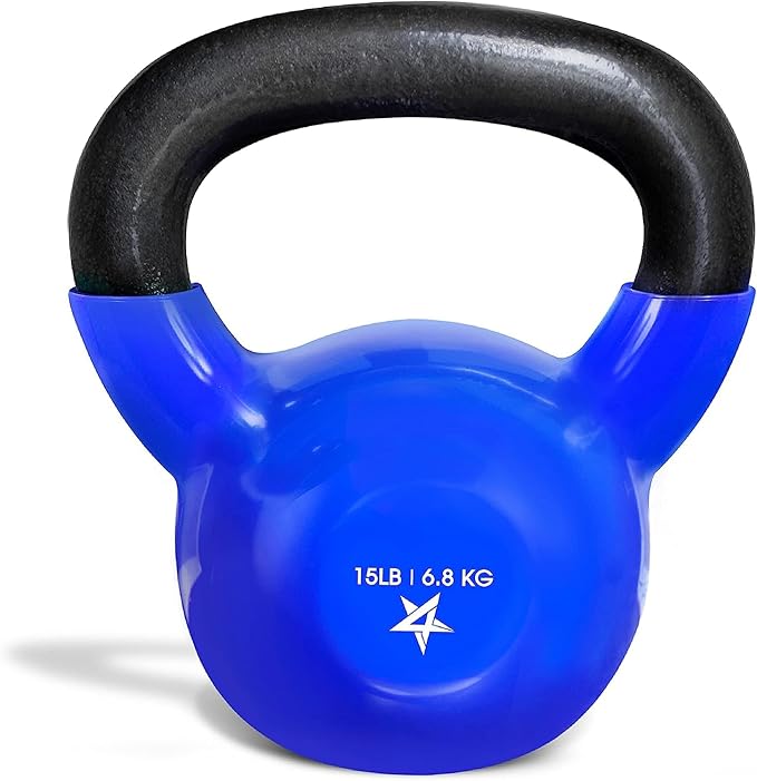 Yes4All Kettlebell, 5-100 LB Vinyl Coated Cast Iron Strength Training Kettlebells for Home Gym Exercises, Fitness, Full Body Workout Equipment, Push Ups, and Grip Strength