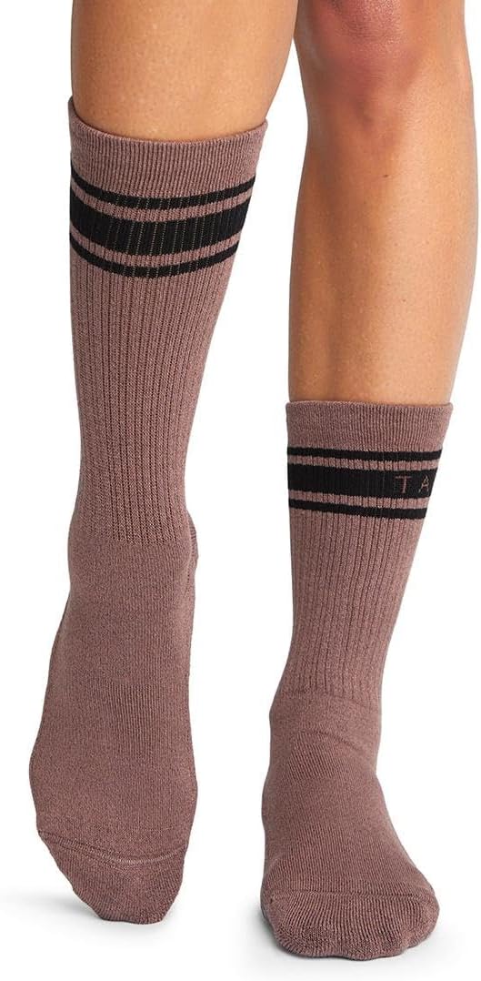 TAVI Kai Fashion Crew Grip Socks - For Slipper Barre, Pilates, and Yoga - with Grips for Women and Men