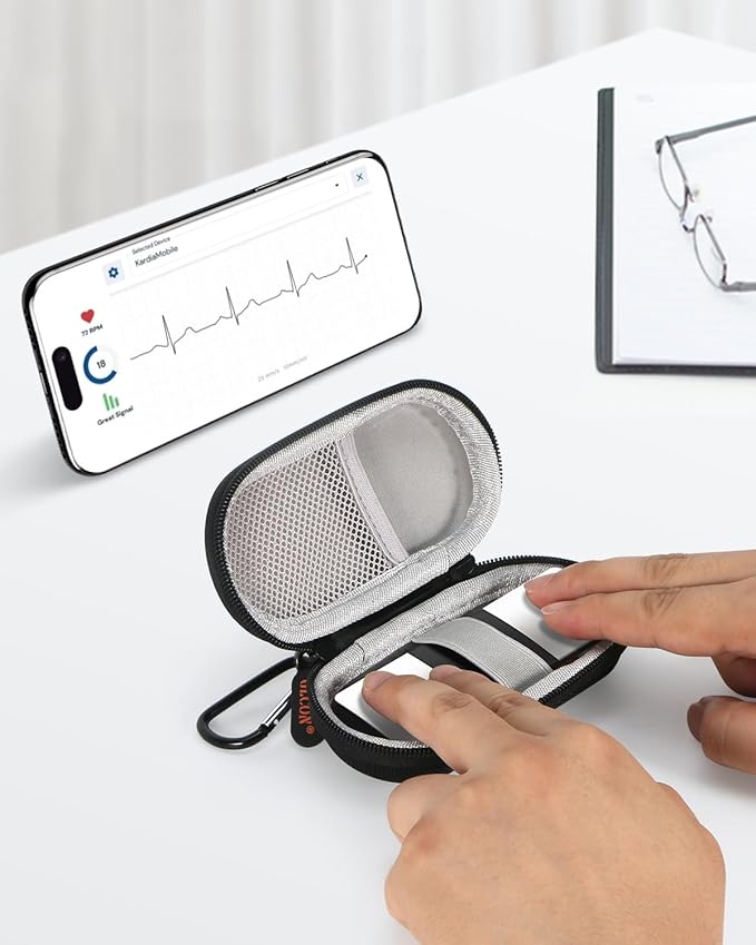 Ultra-Hard Heart Monitor Case for Kardiamobile EKG Monitor 6L, 1L - Small Travel Case for AliveCor Kardia Mobile 6L Max Personal EKG Monitor - Shockproof Storage Carrying Pouch Bag