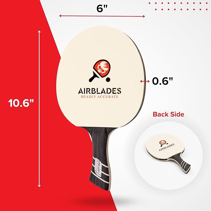 Professional Ping Pong Paddle with Hard Carry Case | Pro Table Tennis Racket | Table Tennis Paddle with Ergonomic Handle | 5 Blades of Wood with Premium Rubber and Sponge by AirBlades