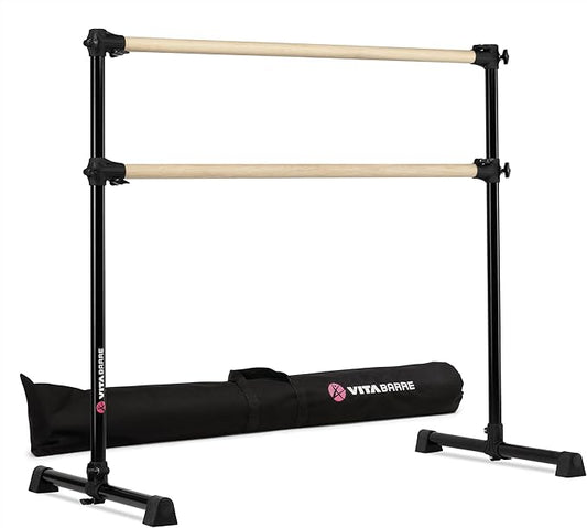 VITA Barre Portable Freestanding Double Ballet Barre, Prodigy, with Carry Bag | Adjustable Height, USA Made, Home or Gym Exercise Equipment for Kids & Adults | Dance, Fitness, Pilates