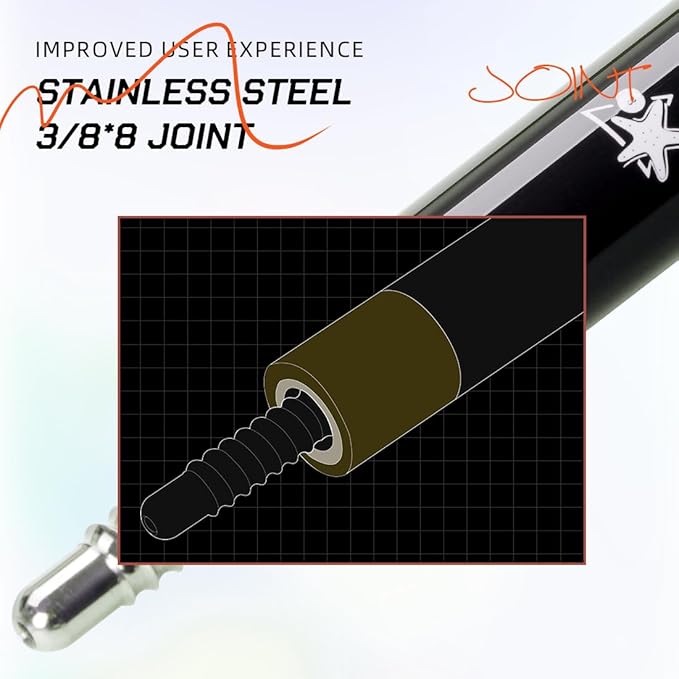 CRICAL Carbon Fiber Pool Cue Stick 58" Billiard Cue Sticks Professional Low Deflection Pool Sticks with 3/8 * 8 Pin Joint and 12.5mm Tip