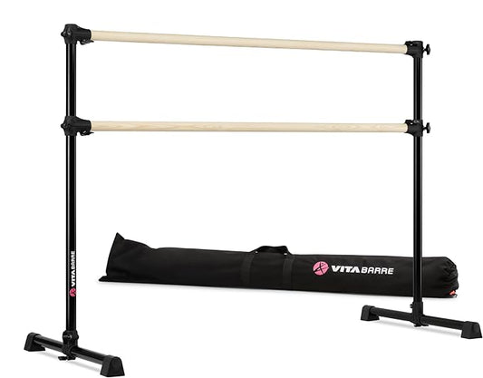 VITA Barre Portable Freestanding Double Ballet Barre, Prodigy, with Carry Bag | Adjustable Height, USA Made, Home or Gym Exercise Equipment for Kids & Adults | Dance, Fitness, Pilates