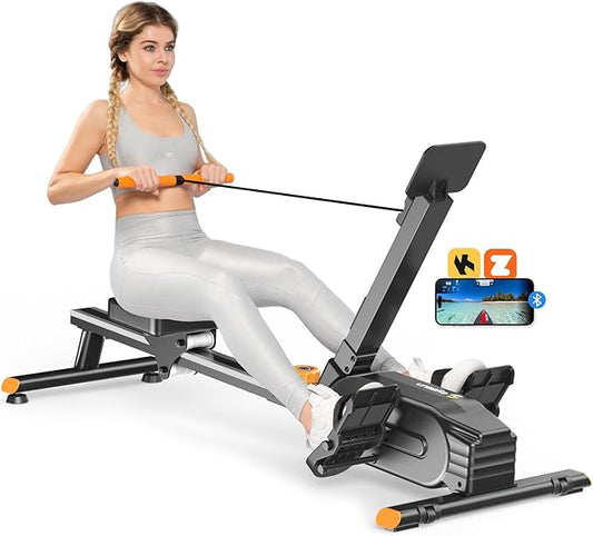 Magnetic Rowing Machine, 350 LB Weight Capacity Rower Machine for Home Use, Tablet Holder and Comfortable Seat Cushion-New Version