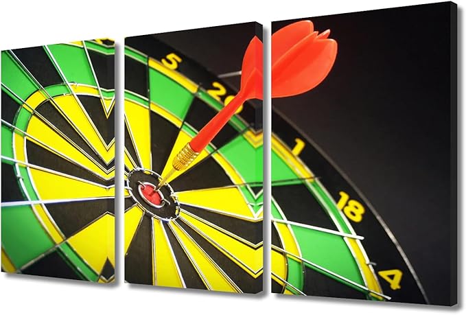 Wall Art Dart Board with Darts Closeup Wall Paintings for Living Room Motivational Pictures Print on Canvas Positive Wall Art Bedroom Wall Decoration Office Wall Art Framed Ready to Hang - 24"Wx36"H