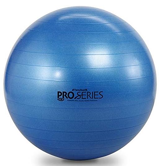 THERABAND Pro Series Exercise Ball, 30" Blue Stability Trainer for 6'2"–6'8" Users, Anti-Burst Yoga & Pilates Ball, Balance & Core Trainer, For Athletes Fitness at Gym & Home