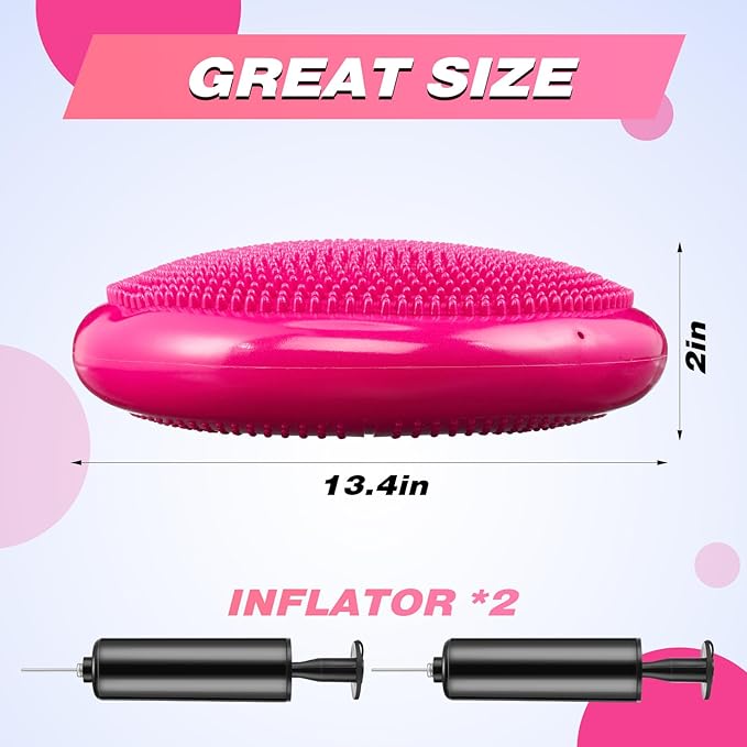 Leitee 10 Pcs Wobble Cushion Inflated Wiggle Seats 13.4'' Balance Disc with Air Pump Sensory Flexible Seat Balance Pad for Focus Sensory Training Core Stability Physical Exercise Home Office