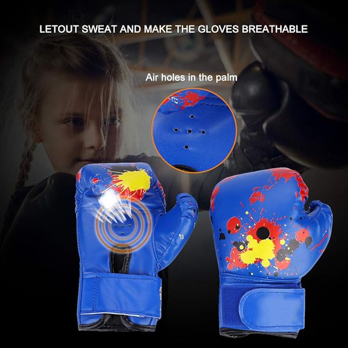 Boxing Gloves for Kids 2-11, PU Kids Boxing Gloves for 3-8 Years, Toddler Boxing Glove with EVA Sponge Filling, Comfortable Boxing Glove for Toddlers Girls and Boys (Blue)