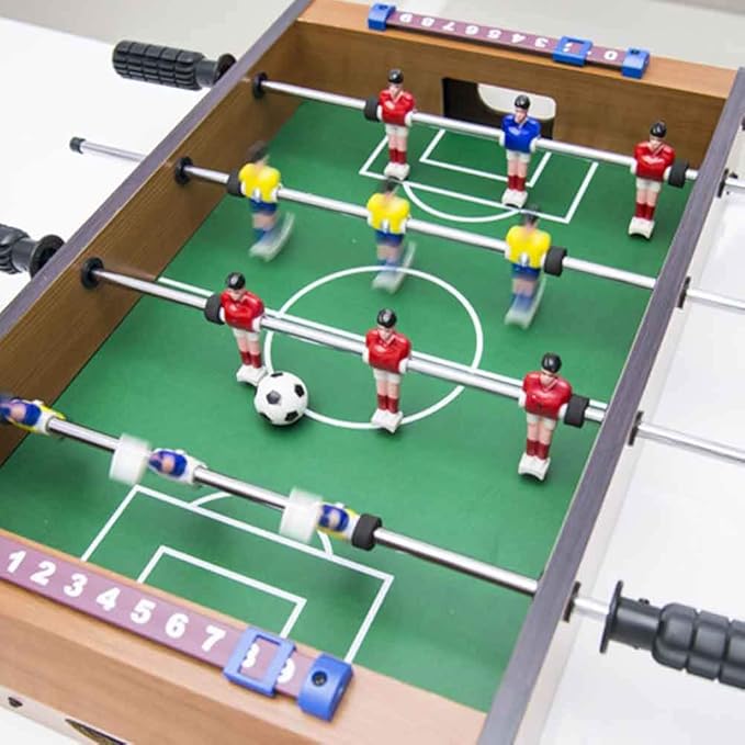 14" Foosball Table, Wooden Soccer Game Tabletop, Mini Indoor Table Soccer Set for Game Rooms, Parties, Family Night