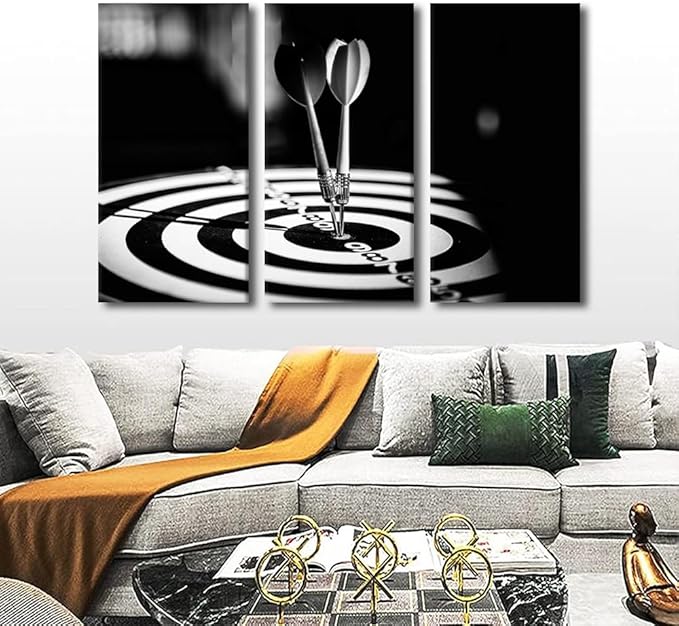 Wall Art Shooting Target Office Modern Wall Art Dart Hits the Bullseye Picture Contemporary Artwork Print On Canvas Positive Bedroom Wall Art Pictures for Living Room Framed Ready to Hang, 40"Wx60"H
