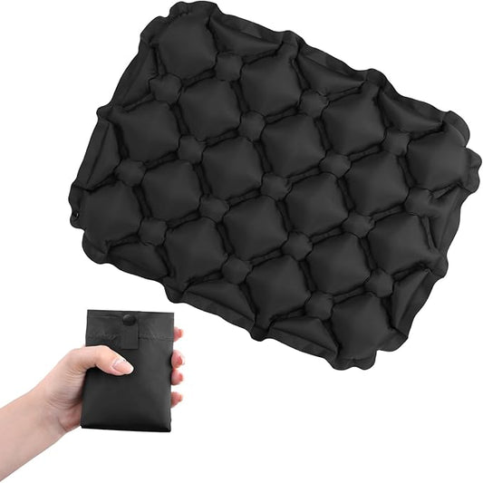 TRIWONDER Ultralight Inflatable Seat Cushion Seat Pad, Easy to Inflate & Deflate Compact Air Pad with Storage Bag for Camping Hiking Fishing Office Airplane Stadium Car (Black)