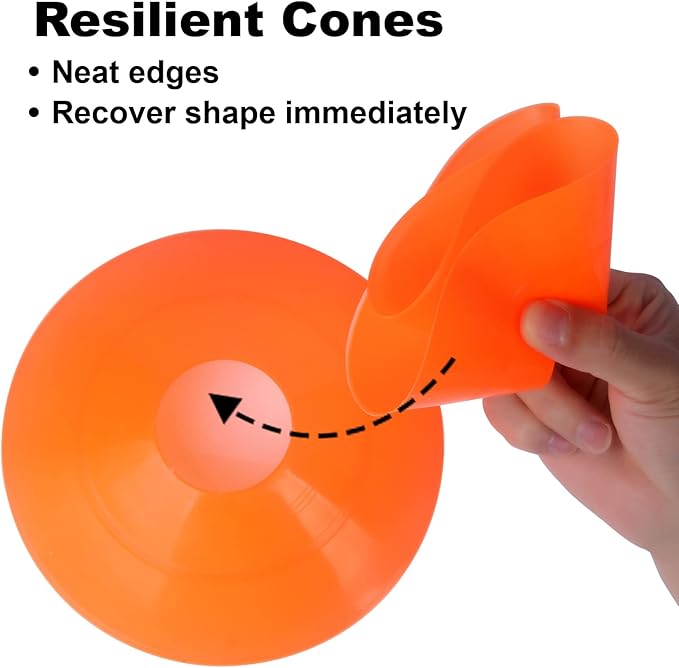 60PCS Soccer Cones with Strap Carry Bag Agility Disc Cones Soccer Training Cones, Field Marker Sport Training Cones for Challenge Football Basketball Skating Kids Games Outdoor Indoor