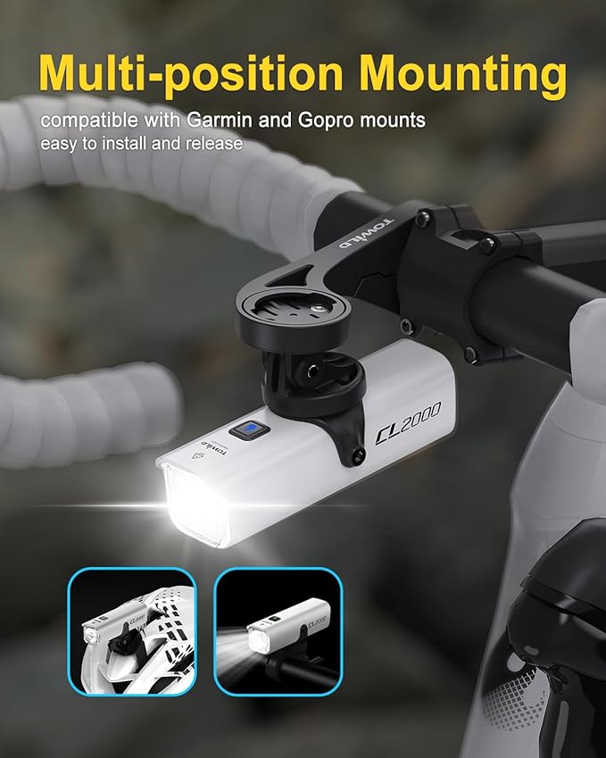 TOWILD CL2000 Bike Lights for Night Riding,2000LM Super Bright Bicycle Headlight,Waterproof Bike Front Light for Mountain Road Cycling Commuting