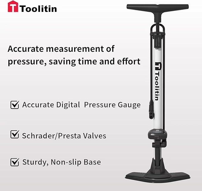 Bike Pump with Gauge,High Pressure,Floor Bicycle Pump Compatible with Presta and Schrader Valve,Bike Tire Pump for Road Bike,MTB,Hybrid,Balls…