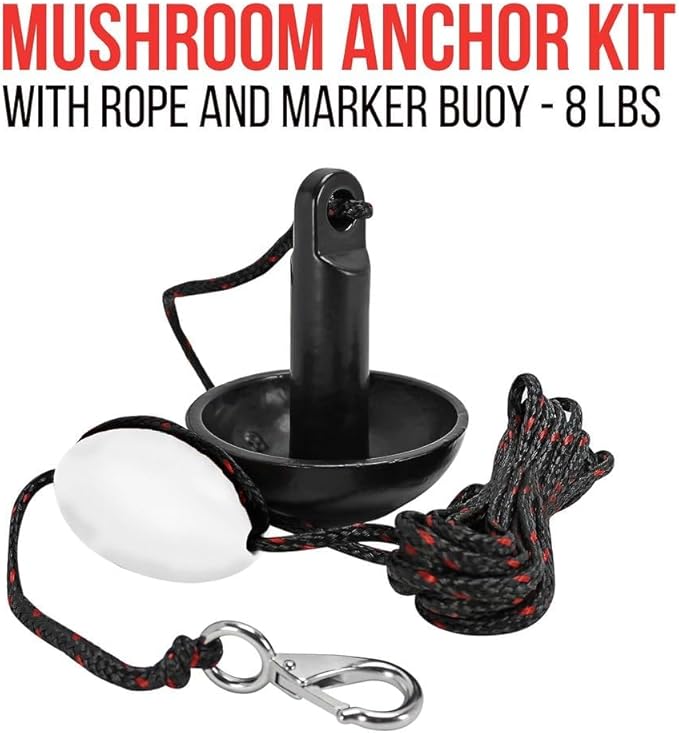 Anchor-Man 8 LB Folding Kayak Complete Grapnel Anchor - 10L Storage Kayak Anchor - Mushroom Anchor, Jet Ski Anchor Kit with 25 Feet Rope | Ideal for Boats, Paddle Board Anchor and Fishing